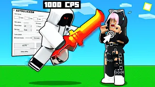 I TROLLED My LITTLE SISTER Using An OP AUTOCLICKER.. (Roblox Bedwars)