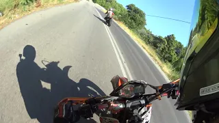 Yamaha mt 09 VS Ktm 690smc Greece Evia Agios