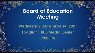 Board of Education Meeting 12-14-22