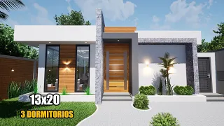 CASA ECONOMICA Y MODERNA 13x20 CON TRES HABITACIONES (LUIS ARQ)