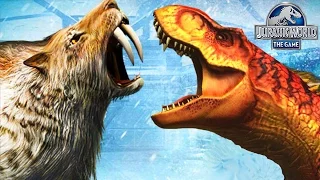 Тираннозавр против Саблезубого тигра. Новые Животные Jurassic World The Game прохождение