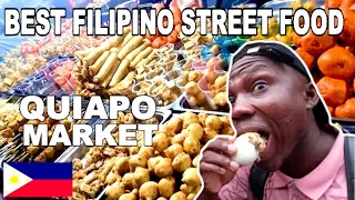 FILIPINO STREET FOOD || PHILIPPINES || AFRICANS REACT TO BEST FILIPINO STREET FOOD IN QUIAPO MARKET"