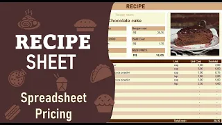 Recipe Sheets Excel Template Spreadsheet pricing