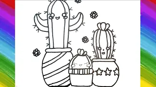 Cactus Drawing, Coloring & Painting for kids,Toddlers | Let's Draw |