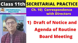 Draft of Notice and Agenda of a Routine Board Meeting