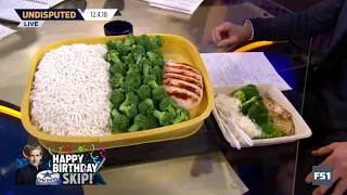 Skip Bayless and his chicken, broccoli and rice cake