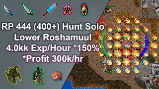 Tibia Royal Paladin 444 (400+) Solo Hunt / Lower Roshamuul / 4.0kkExp/Hour 150% *Profit 300k/hr