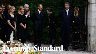 Prince Andrew, Prince Edward and Princess Anne thank crowds outside Balmoral