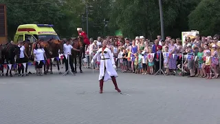 Lady with cavalry swords