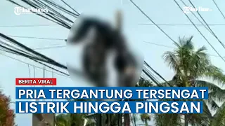 Viral Pria Tergantung Pada Tiang Kabel di Palembang, Korban Pingsan Akibat Tersengat Listrik