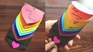 DIY - Rainbow Heart Waterfall Card | Pull Me Waterfall card || Best Gift Card for friends