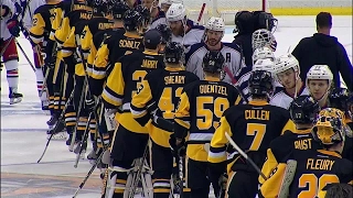 Handshakes: Penguins and Blue Jackets line up after hard fought series