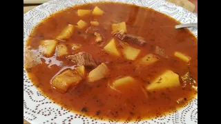 Суп с говядиной-Традиционный Чешский(Гулашова полевка)Soup with beef-Traditional Czech (Gulashova)