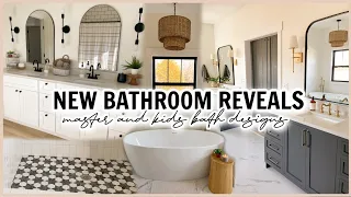 NEW CONSTRUCTION BATHROOM REVEALS | design tips, what we would do different, & styling!