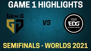 EDG vs GEN Highlights - Game 1 - Semifinals Day 2 - Worlds 2021