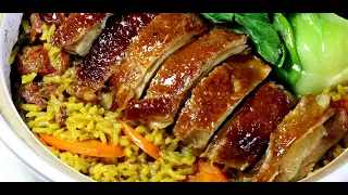 煲仔饭Famous Macau Clay Pot Rice with Meat and Veggie