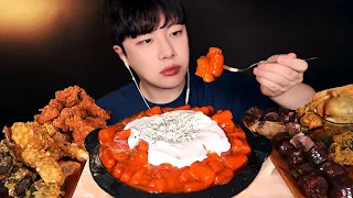 SO DELICIOUS!!!🔥 Cream Tteokbokki & Fried Chicken Mukbang