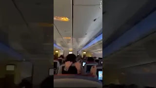 Moment passengers scream in a turbulence during a flight to Moscow