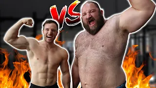 Sascha Huber VS. Strongman | Stärkster Mann Deutschlands gegen Fitness YouTuber!