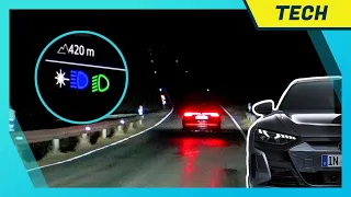 Matrix LED-Scheinwerfer mit Laserlicht im Audi e-tron GT im Test (Nachtfahrt, Blend-Test & Technik)