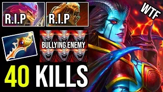 OMG 40 KILLS IN 32 MIN Queen of Pain Carry Bullying Enemy with Rapier & 100% Crit Bloodthorn DotA 2