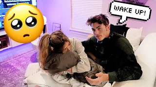 SLEEPING On The COUCH To See How My Boyfriend Reacts! *CUTE REACTION*