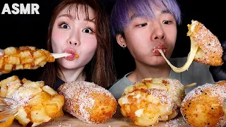 ASMR MOZZARELLA CORN DOGS, CHEDDAR CHEESE SAUSAGE CORN DOG FT. HANA TAM (Eating Sound) | MAR ASMR