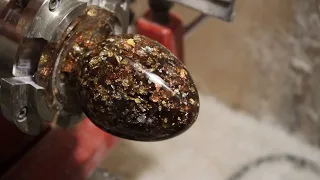 Woodturning An Easter Egg From Resin & Gold Leaf - My Interpretation Of A Faberge Egg