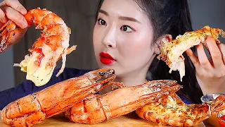 MEGA KING TIGER SHRIMP 16in Creamy Sauce & Chili Sauce ASMR Mukbang Eating Show