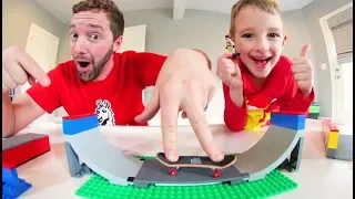 Father & Son LEGO FINGERBOARD SKATE PARK!