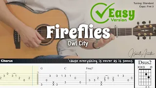 Fireflies (Easy Version) - Owl City | Fingerstyle Guitar | TAB + Chords + Lyrics