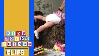 Baby Falls into her Toy Basket | Kids Doing Things Clips