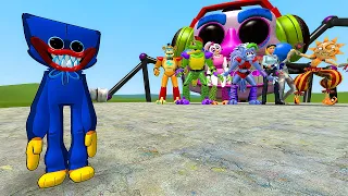 NEW HUGGY WUGGYS FNF VS ALL GLAMROCK ANIMATRONICS FNAF SECURITY BREACH In Garry's Mod!