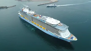 SPECTRUM OF THE SEAS (Passenger Ship) Departure from  Port of Piraeus (Greece)  AERIAL (DRONE) VIDEO