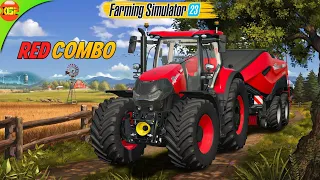 CaseIH Red Combo Making Straw Bales in Amberstone | Farming Simulator 23 Mobile Gameplay