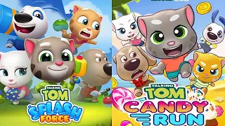 Talking Tom Candy Run vs Talking Tom Splash Force Gameplay Android ios