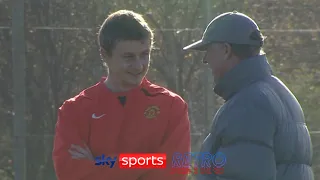 Sir Alex Ferguson & Ole Gunnar Solskjaer talking during a Manchester United training session