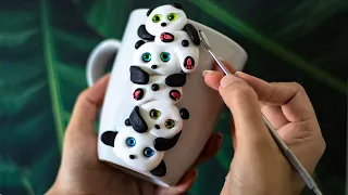 Polymer Clay Pandas on Mug | DIY Panda Mug Gift Tutorial