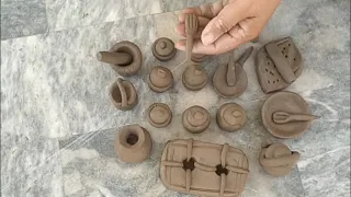 Easy Technique Make Handmade Kitchen Set With Clay || Miniature clay kitchen set