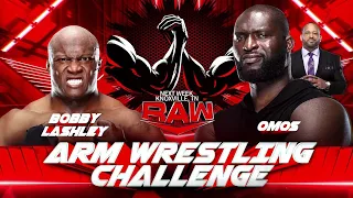 The Almighty Bobby Lashley Defeat Omos at the Arm Wrestling Challenge 💪 #WWERaw