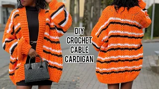 Cable Bliss: DIY Oversized Cable Stitch Cardigan  Tutorial!" #crochet #häkeln #crochetcardigan