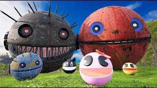 PACMAN VS ROBOT  PACMAN VS MS PACMAN & ROBOT  PACMAN VS PACMAN CARTOON CAT