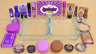 Purple vs Brown - Mixing Makeup Eyeshadow Into Slime ASMR 406 Satisfying Slime Video