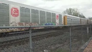 CSX Westbound auto rack train hammering the diamonds