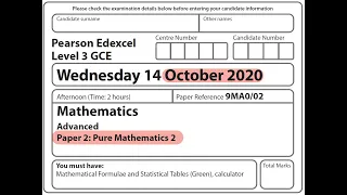 Edexcel A Level Maths - October 2020 - Pure Paper 2