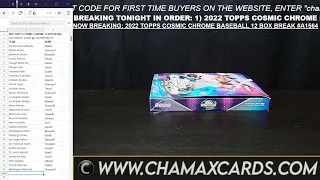 BREAKING TONIGHT: 2022 TOPPS COSMIC CHROME BASEBALL 3 BOX #A1566 AND 12 BOX BREAK #A1564