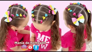 Penteado Infantil Fácil com Maria Chiquinha | Easy Hairstyle Two Ponytails for Little Girls💕