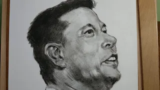 charcoal drawing || Elon Musk || portrait #elonmusk