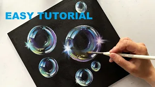 How To Paint Bubbles On Black Canvas,Easy Bubble Painting Tutorial