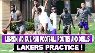Lakers Football Practice!! LeBron Looks Like an All Pro NFL Athlete and Teammates Run Routes!